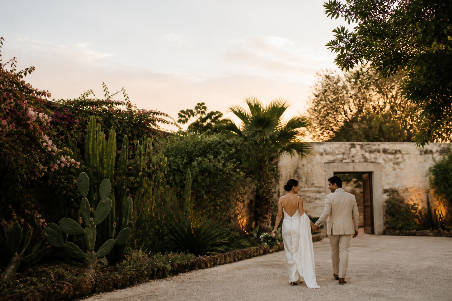 Lucía y Mateo en el jardín, pareja ficticia de esta demo